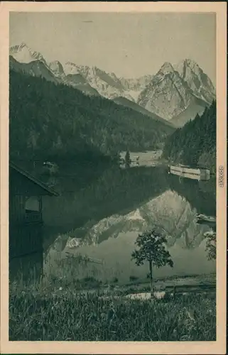 Ansichtskarte Garmisch-Partenkirchen Risser-See/Riessersee mit Alpen 1924