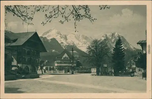 Ansichtskarte Garmisch-Partenkirchen Marktplatz mit Kurhaus 1928