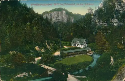 Ansichtskarte Polenz-Neustadt (Sachsen) Waltersdorfer Mühle 1914
