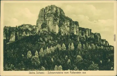 Ansichtskarte Bad Schandau Schrammsteine vom Falkenstein aus 1926