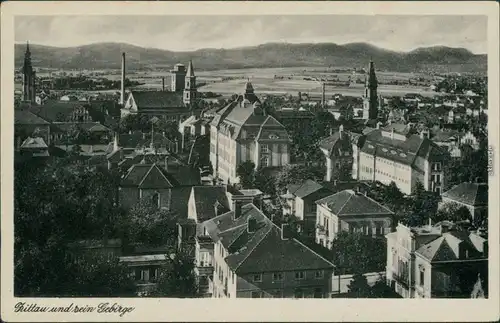 Ansichtskarte Zittau Panorama-Ansicht mit Kirchen und Gebirge 1940