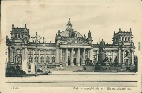 Ansichtskarte Berlin Reichstag mit Bismarckdenkmal 1926