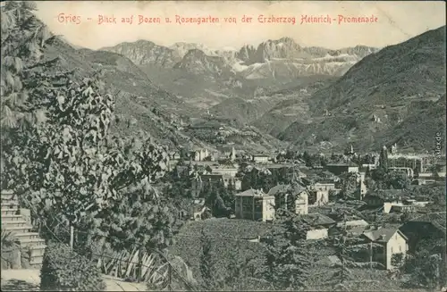 Gries im Sulztal Panorama-Ansicht mit Blick auf Bozen u. Rosengarten 1906