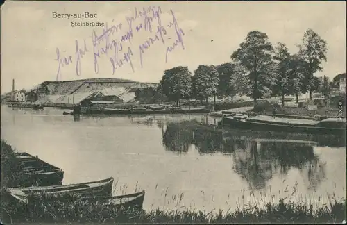 CPA Berry-au-Bac Steinbruch - Boote 1914