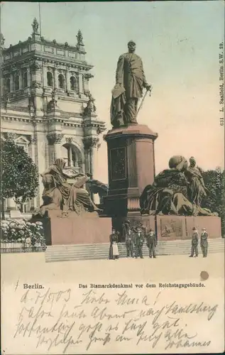 Ansichtskarte Mitte-Berlin Bismarck-Denkmal vorm Reichstag 1903