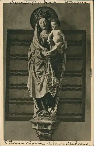 Ansichtskarte Würzburg Neumünster - Madonna-Figur 1928