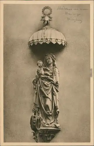 Ansichtskarte Würzburg Häuserschmuck - Madonna 1928