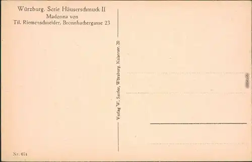 Ansichtskarte Würzburg Häuserschmuck - Madonna 1928