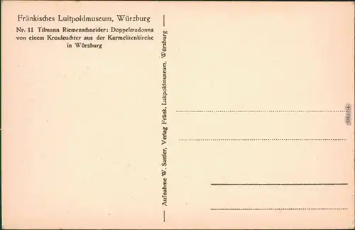 Ansichtskarte Würzburg Mainfränkisches/Luitpold Museum - Doppelmadonna 1928