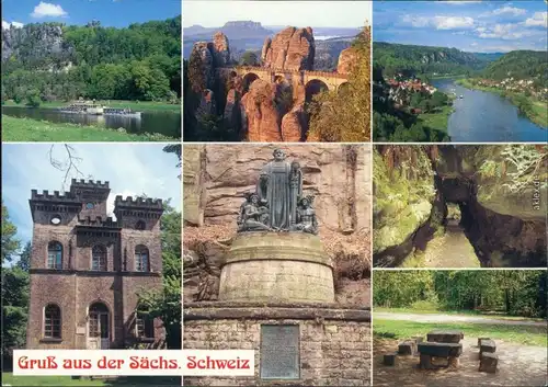 _Sachsen Sächsische Schweiz - Elbdampfer, Basteibrücke, Elbtal, Denkmal 1995