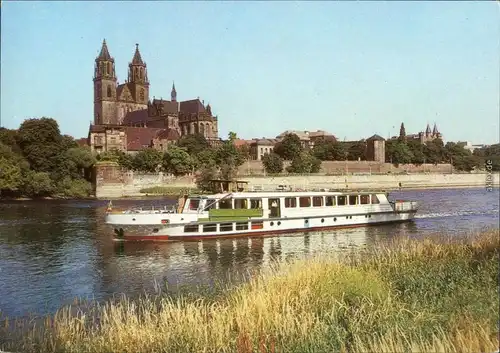 Altstadt Magdeburg Dom, Fährschiff Ansichtskarte 1988