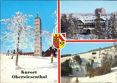 Oberwiesenthal Aussichtsturm, Bergstation, Erholungsheim, Sprungschanzen 1988