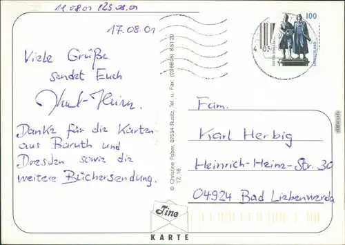 Ansichtskarte  Thüringenzwerge 2001