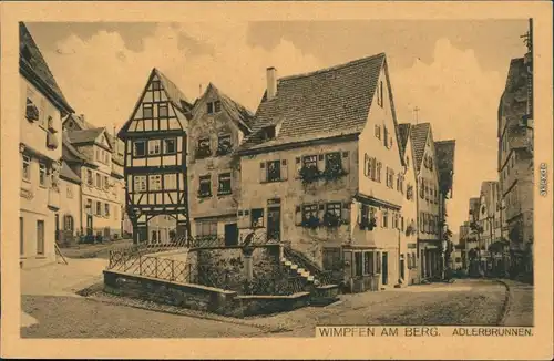 Ansichtskarte Bad Wimpfen Adlerbrunnen, Straßenpartie 1924