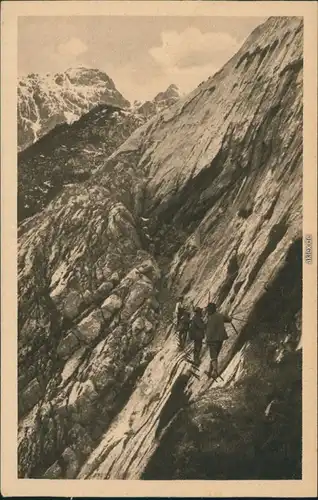 Ansichtskarte Grainau Zugspitzbesteigung durchs Höllental, Bergsteiger 2 1928