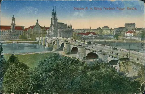 Innere Altstadt-Dresden Augustusbrücke / Friedrich August Brücke  1916