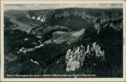Ansichtskarte _Sachsen Luftbild von Rathen, Bastei, Gammering 1932