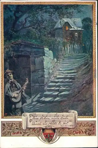 Ansichtskarte  Liedkarten - Durch die Nacht zu Dir 1914