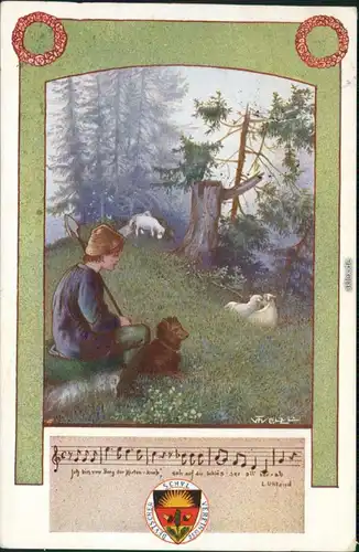 Ansichtskarte  Liedkarten - Ich bin vom Berg der Hirten 1912
