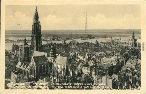 Ansichtskarte Antwerpen Anvers Blick auf die Stadt mit Kathedrale 1934