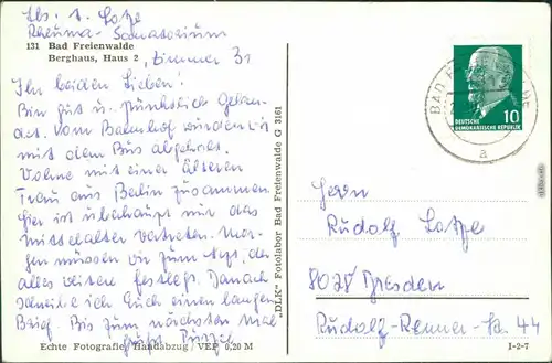 Ansichtskarte Bad Freienwalde Berghaus g1967