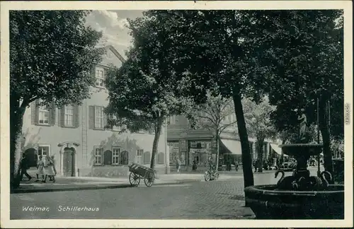 Ansichtskarte Weimar Springbrunnen - Schillerhaus 1937