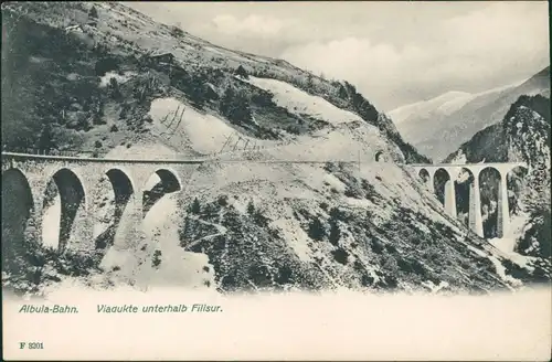 Ansichtskarte Filisur Filisour Panorama-Ansicht mit Albula-Bahn - Viadukt 1933