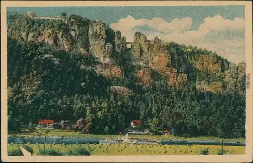 Ansichtskarte Lohmen (Sachsen) Bastei, Elbdampfer 1952