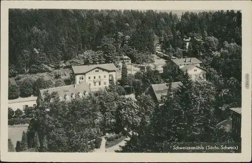 Ansichtskarte Bad Schweizermühle-Rosenthal-Bielatal Blick auf den Ort 1952