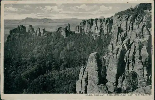 Ansichtskarte Bad Schandau Schrammsteine, Blick vom Gratweg 1949