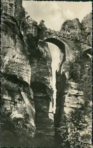 Ansichtskarte Lohmen (Sachsen) Basteibrücke - Blick vom Wehlgrund 1967