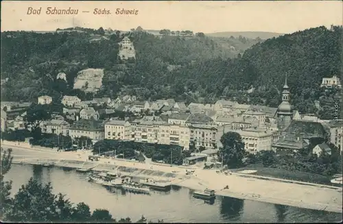 Ansichtskarte Bad Schandau Blick auf die Stadt 1913