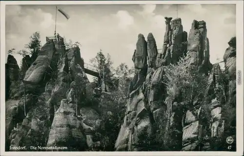 Ansichtskarte Zittau Zittauer Gebirge - Nonnenfelsen 1932