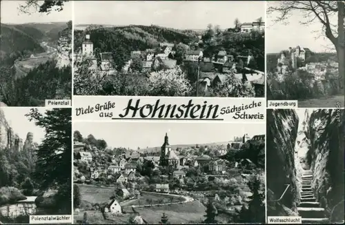 Hohnstein (Sächs. Schweiz) Polenztal,   Burg, Wolfsschlucht, Panorama 1972