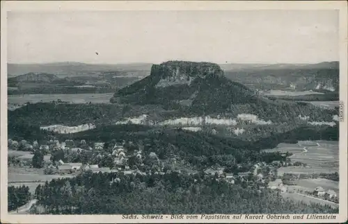 Gohrisch (Sächs. Schweiz) Blick auf den Ort mit Lilienstein 1950
