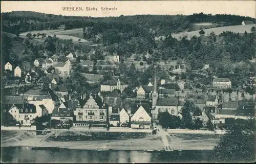 Ansichtskarte Wehlen Blick auf den Ort 1913