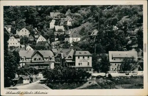 Ansichtskarte Schmilka Blick auf den Ort 1953