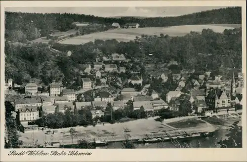 Ansichtskarte Wehlen Blick auf den Ort 1955