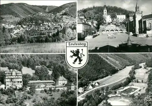 Leutenberg Panorama, Marktplatz, Kuranlage, Luftbild vom Freibad g1976