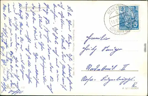 Ansichtskarte Rehefeld-Altenberg (Erzgebirge) FDGB Erholungsheim "Aufbau" 1953