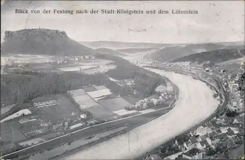 Königstein (Sächsische Schweiz) Blick auf die Stadt und Lilienstein 1926