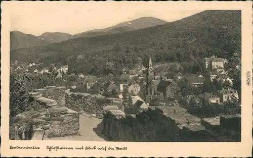 Ansichtskarte Badenweiler Schlossmauer mit Blick auf die Stadt 1932