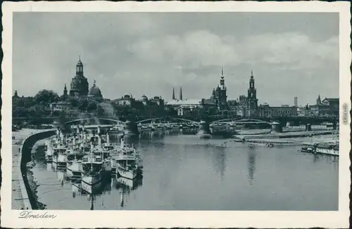 Innere Altstadt-Dresden Panorama-Ansicht, Dampfschiff - Landungsplatz 1934