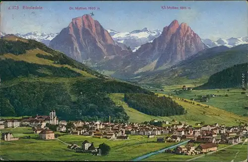 Einsiedeln  dem Ort und den Gr. Mythen (1903 m) und Kl. Methen (1815 m) 1926