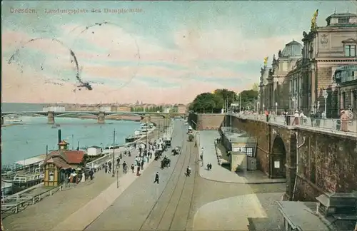 Innere Altstadt-Dresden Dampfschiff - Landungsplatz - Straße 1907 