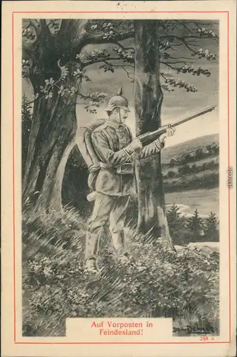  Künstlerkarten v. B. Zeumer - auf Vorposten in Feindesland 1915