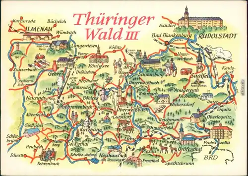 Ansichtskarte  Landkarte: Thüringer-Wald III 1974