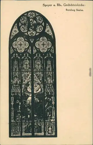 Ansichtskarte Speyer Gedächtniskirche - Fensterbild Berufung Saulus 1915