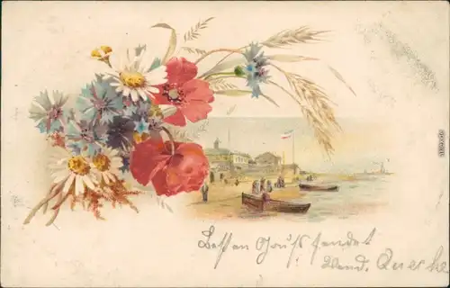  Glückwunsch / Grusskarten: Allgemein - Blumenstrauß - Strandpromenade 1903