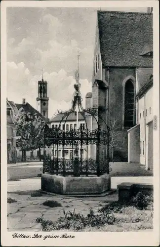Ansichtskarte Zittau der grüne Born mit Rathausturm 1955